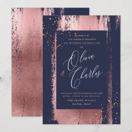 Shine, Imitate Metallische Rose Gold Pinselstriche Einladung