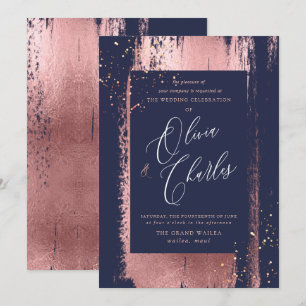 Shine, Imitate Metallische Rose Gold Pinselstriche Einladung