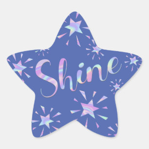 Shine Inspiration Zitat mit Regenbogentext Stern-Aufkleber