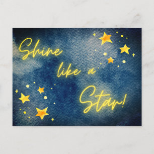 Shine like Star Inspiration Wasserfarbe Blu Postkarte