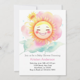 Shine on Little One Sunshine Girl Baby Dusche Einladung