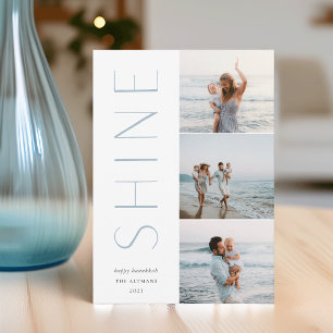 Shine on   Modern 3 Foto Collage Hanukkah Feiertagskarte