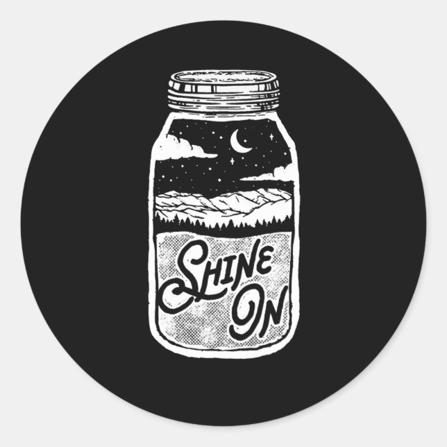 Shine on Moonshine Jar Moon Mountains Runder Aufkleber (Vorderseite)