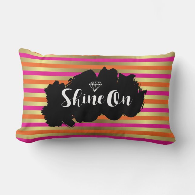 Shine On Pink, Orange & Imitate Gold Metallic Stri Lendenkissen (Vorderseite)