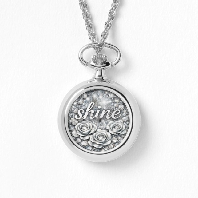Shine Silver Floral Necklace Armbanduhr (Vorderseite)