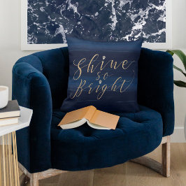 Shine so helle Navy Gold Glitzer Jewel Snowflakes Kissen