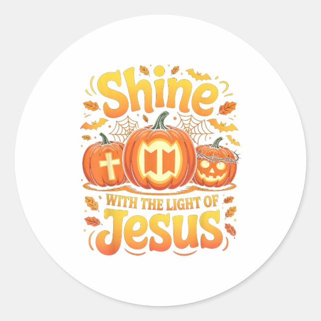 Shine With The Light Of Jesus Christian Halloween  Runder Aufkleber (Vorderseite)