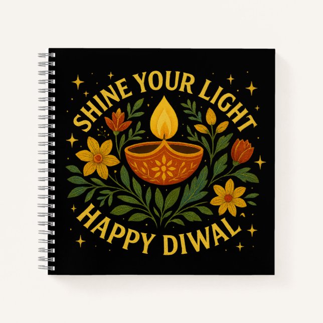 Shine your light - Happy Diwali Spiral Notebook Notizbuch (Vorderseite)