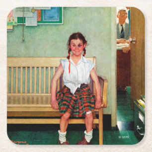 Shiner oder außerhalb des Hauptbüros Rechteckiger Pappuntersetzer