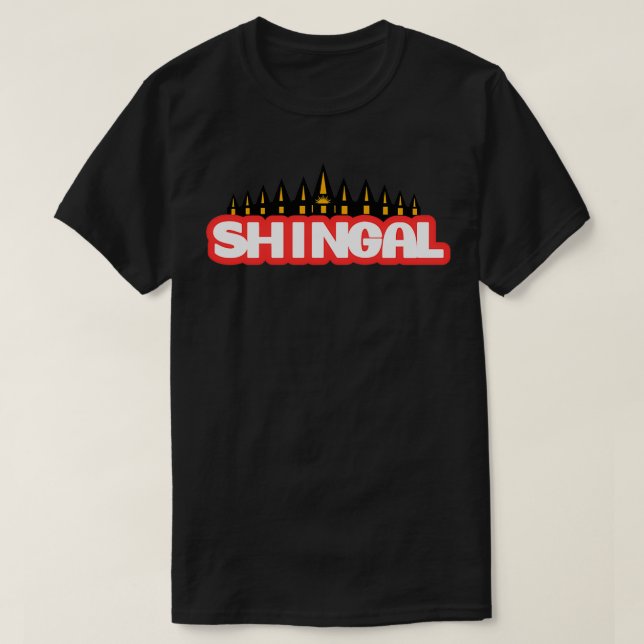 Shingal Sinjar Mountains Iraq with Lalish Shengali T-Shirt (Design vorne)