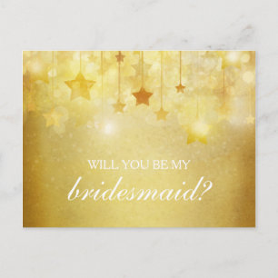 Shingoldene Sterne werden meine Bridesmaid sein Einladungspostkarte