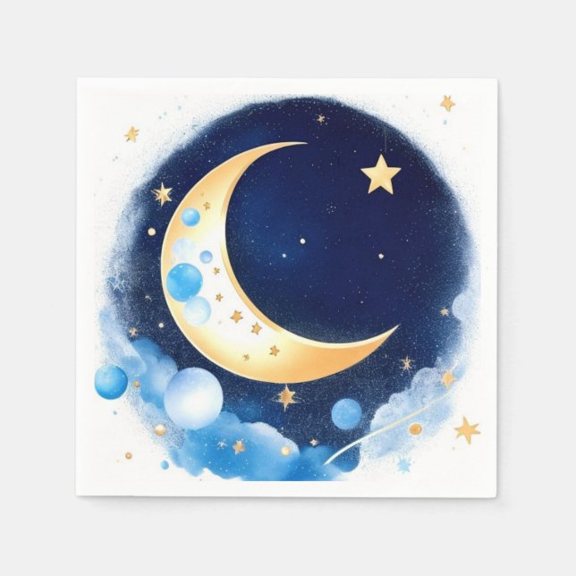 Shining Sky Dreams Boy Baby Shower Serviette (Vorderseite)