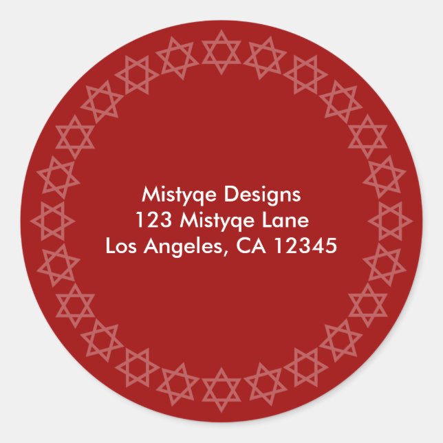 Shining Star Bar/Bat Mitzvah Address Labels Runder Aufkleber (Vorderseite)