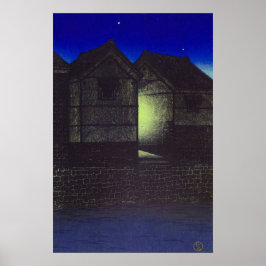 Shinkawa in der Nacht Kawase Hasui Poster