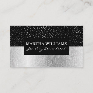 Shinny Dots Muster Schwarz   Silver Natural Patter Visitenkarte