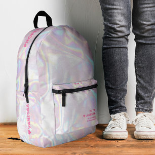 Shinny Holographic Pink Stylish Bedruckter Rucksack