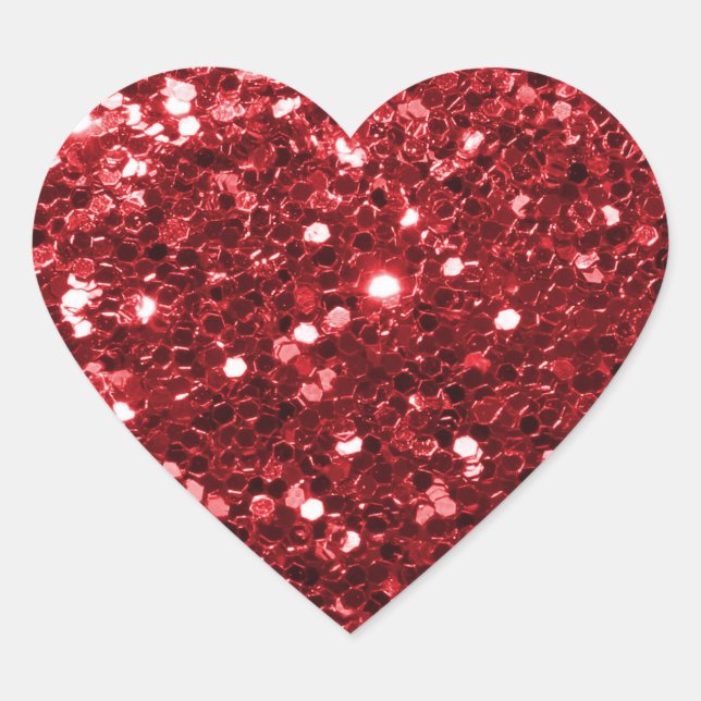 Shinting Red Glitzer Imitate Glitzer Sparkle Herz-Aufkleber (Vorderseite)
