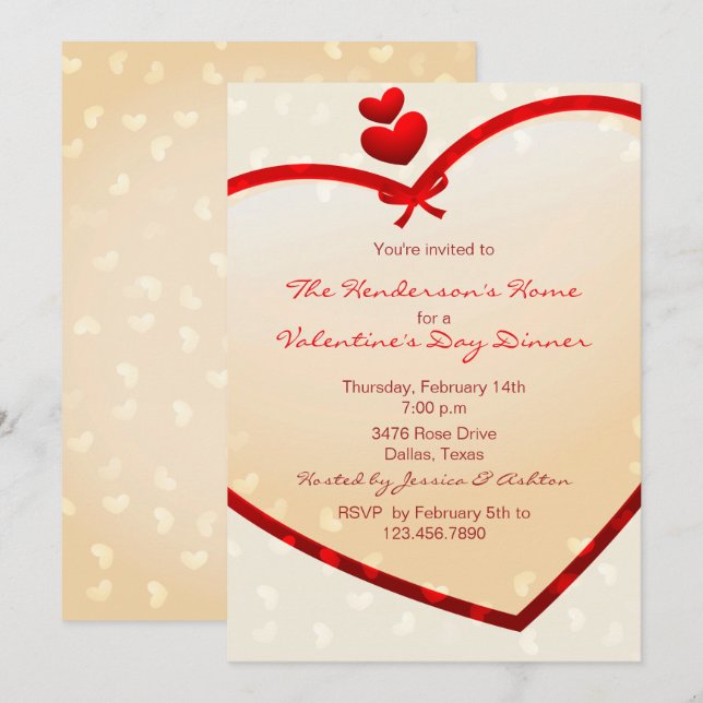 Shinting Red Heart Valentinstag Party Einladung (Vorne/Hinten)