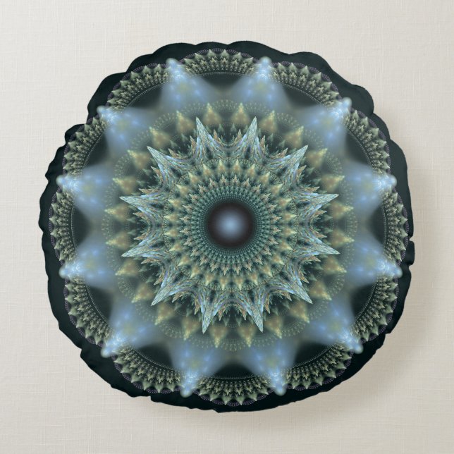 Shinting Star Fraktal Ornament Rundes Kissen (Vorderseite)