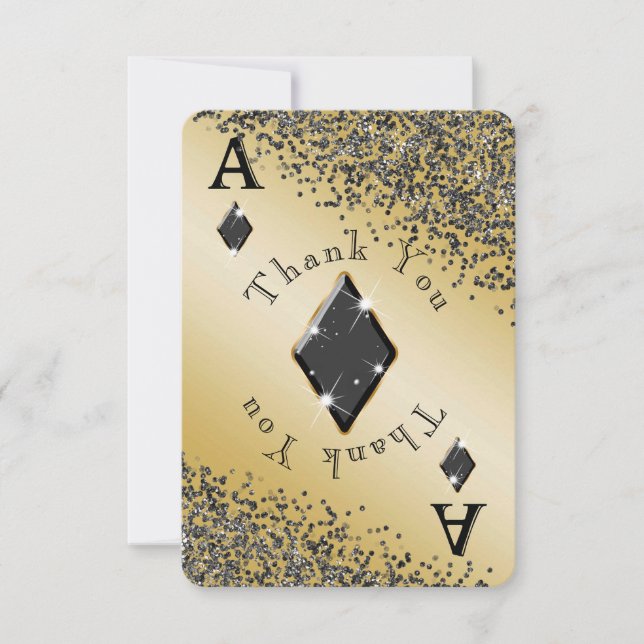 Shiny Ace von Diamonds & Black Glitzer Vielen Dank Dankeskarte (Vorderseite)
