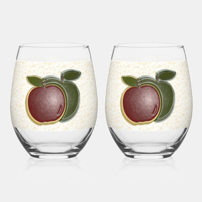 Shiny Äpfel Frucht Speck Weinglas Ohne Stiel (Rückseite)