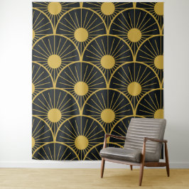 Shiny Art Deco Gold Das Design des Goldenen Golfs Wandteppich