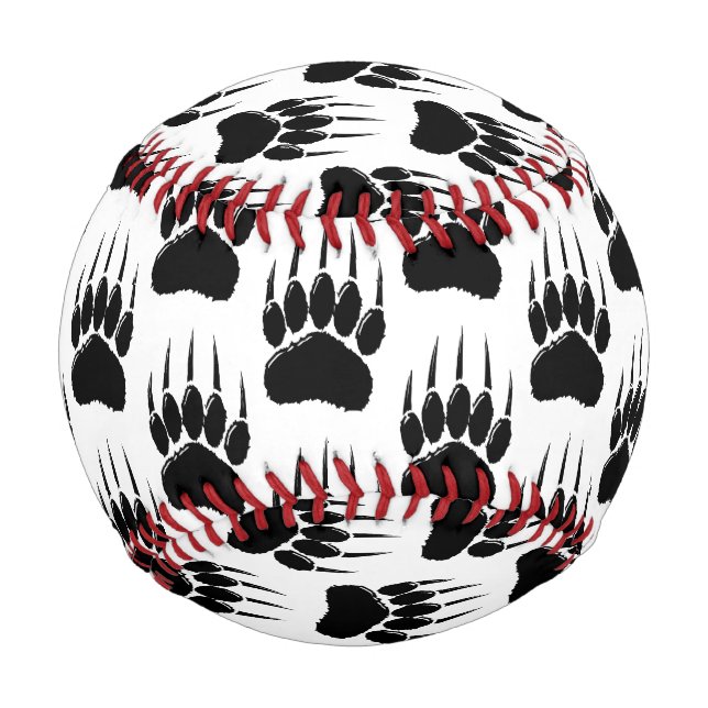 Shiny Black Bar Paw Print Baseball (Vorderseite)