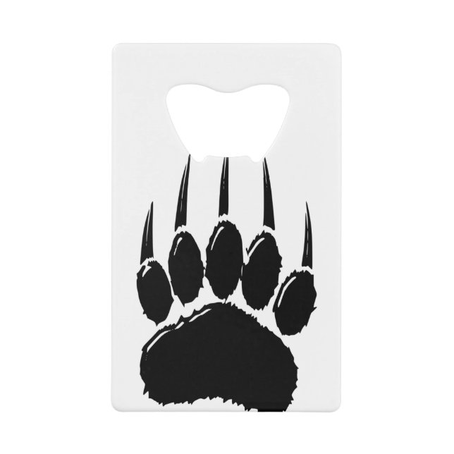 Shiny Black Bar Paw Print Geldbeutel Flaschenöffner (Vorderseite)