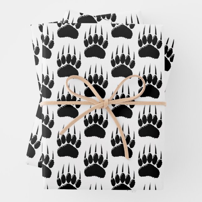 Shiny Black Bar Paw Print Geschenkpapier Set (Beispiel)