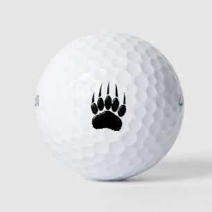 Shiny Black Bar Paw Print Golfball