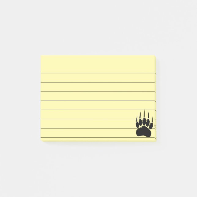 Shiny Black Bar Paw Print Lined 4x3 Post-it Klebezettel (Vorderseite)
