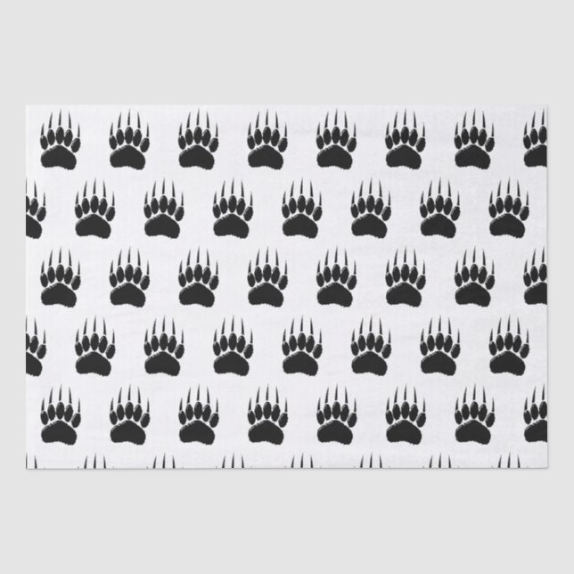 Shiny Black Bar Paw Print Seidenpapier (Vorderseite)