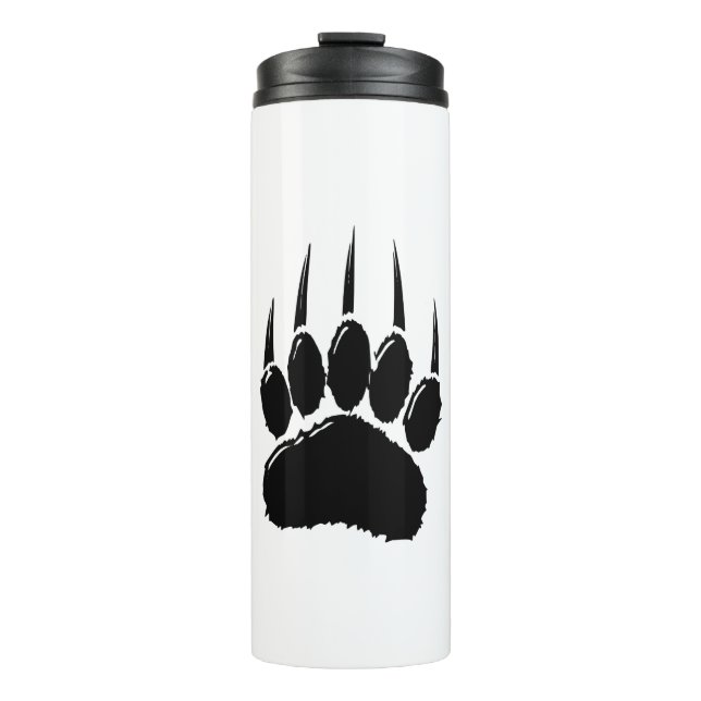 Shiny Black Bar Paw Print Thermosbecher (Vorderseite)