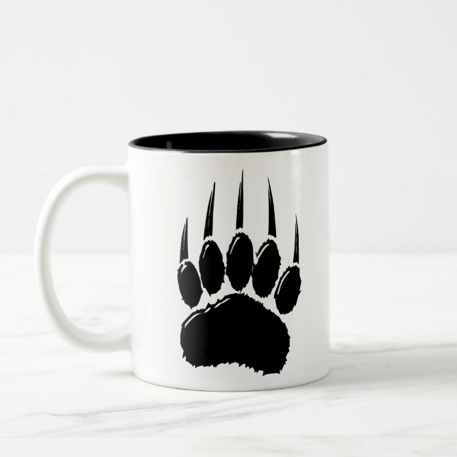 Shiny Black Bar Paw Print Zweifarbige Tasse (Links)