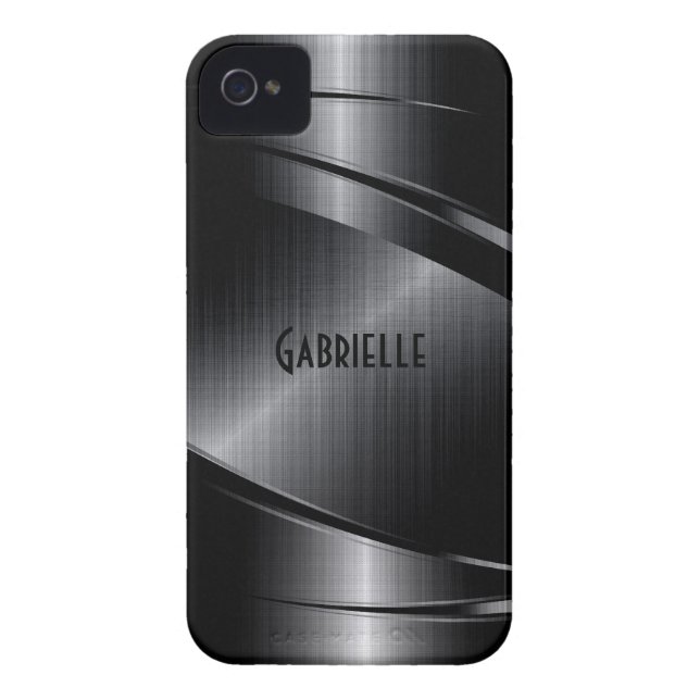 Shiny Black Design lackierte Aluminium-Optik Case-Mate iPhone Hülle (Rückseite)