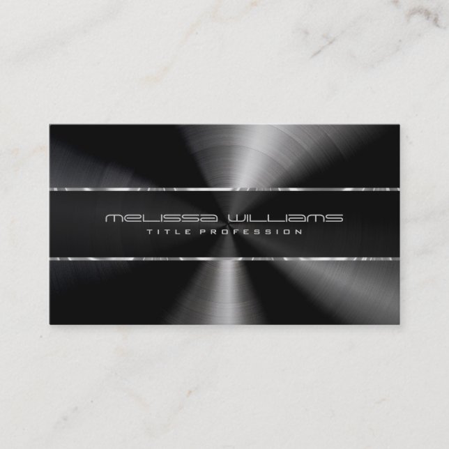 Shiny Black Modern Metallic Design Visitenkarte (Vorderseite)