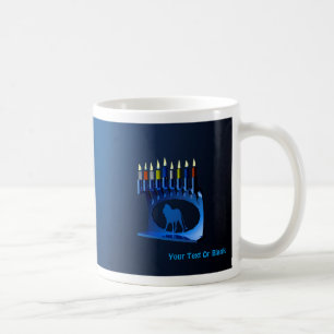 Shiny Blue Chanukkah Menorah Kaffeetasse
