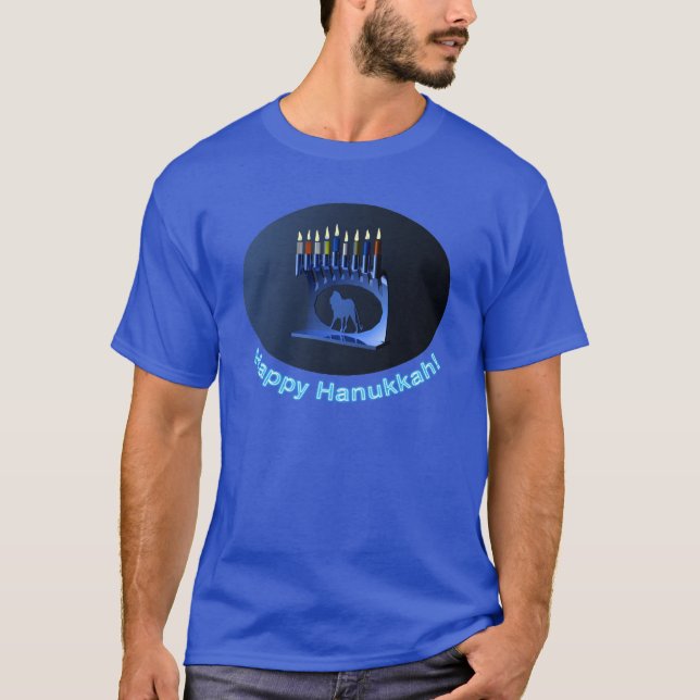 Shiny Blue Chanukkah Menorah T-Shirt (Vorderseite)