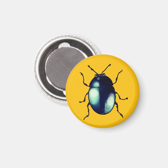 Shiny Blue Käfer Illustration Magnet (Vorderseite/Rückseite)