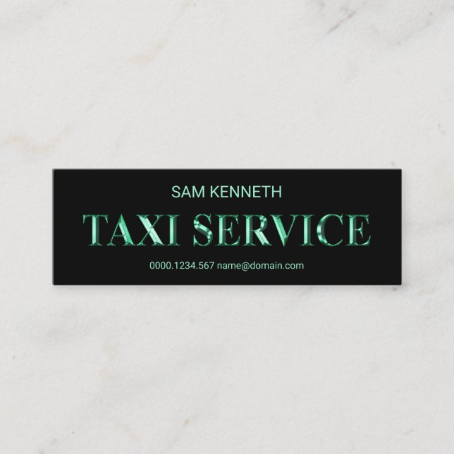 Shiny Blue Metal Signage Taxi Fahrer Mini Visitenkarte (Vorderseite)