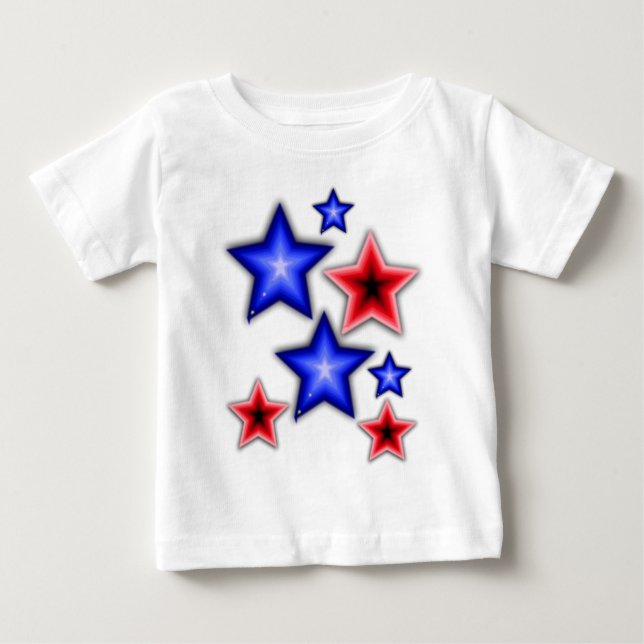 Shiny Blue & Red Stars Baby T-shirt (Vorderseite)