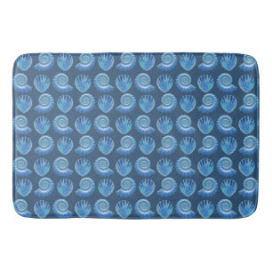Shiny Blue Verziert Muscheln Muster Badematte