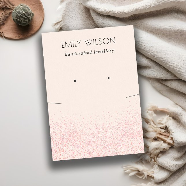 Shiny Blush Pink Glitzer Texture Earring Necklace Visitenkarte (Von Creator hochgeladen)