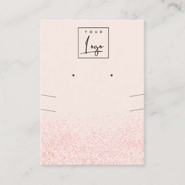 Shiny Blush Pink Glitzer Texture Earring Necklace Visitenkarte (Vorderseite)