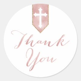Shiny Blush Pink Religious Vielen Dank Runder Aufkleber
