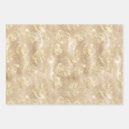 Shiny Champagne Gold Glam Animal Print Geschenkpapier Set