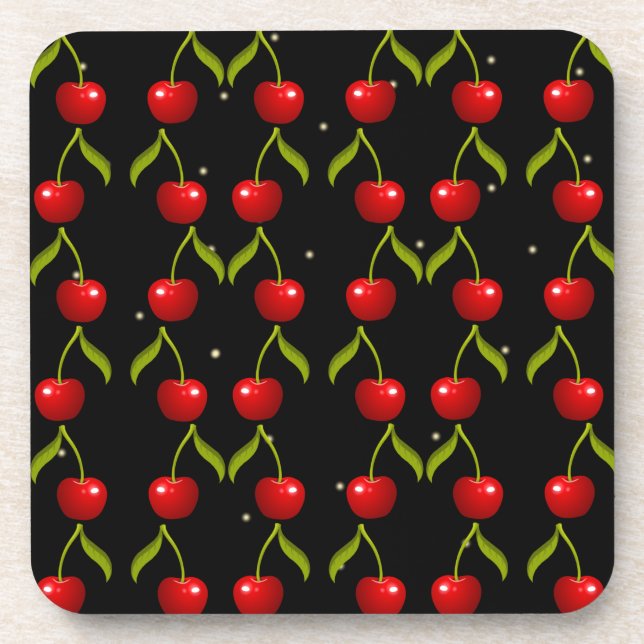 Shiny Cherries Pattern Getränkeuntersetzer (Vorderseite)