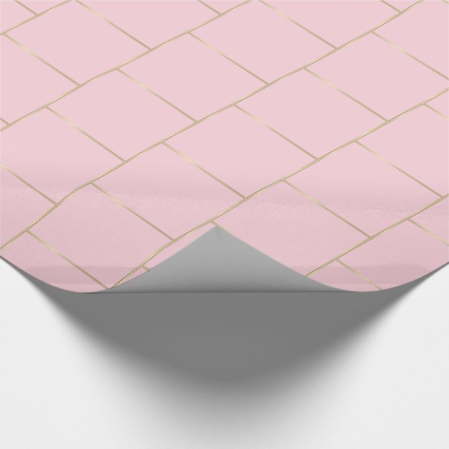 Shiny Chic Design Rosa Farbe Gold Streifen Glanz Geschenkpapier (Ecke)