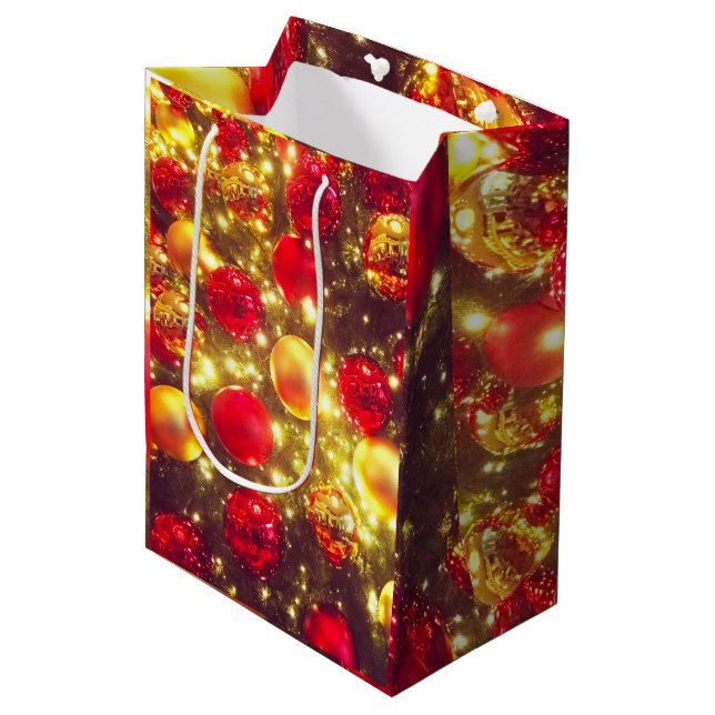 Shiny Christmas Ball Cluster Delight Mittlere Geschenktüte (Vorderseite Schrägansicht)