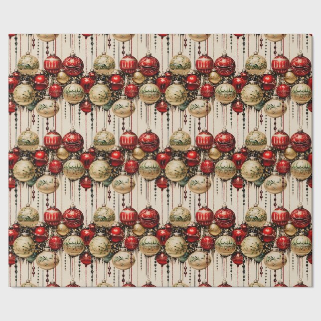Shiny Christmas Baubles 4 Wrapping Paper Geschenkpapier (Saum)